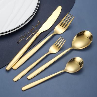 China Factory Disposable Gold Stainless Steel Tea Spoon Knife and Fork Dinner Cutlery Set for sale