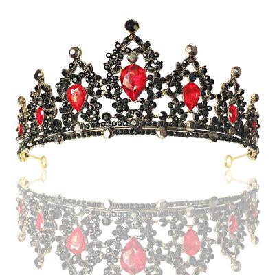 China Fashionable Retro Black Crystal Bride Crown Queen Tiara Brides Wedding Jewelry Hair Accessories for sale