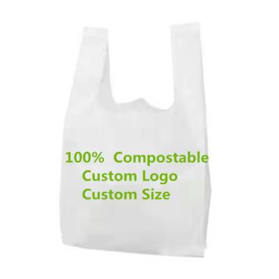 China Custom Logo Size Biodegradable Cornstarch Bags Eco 100% Compostable Biodegradable Vest Bag for sale