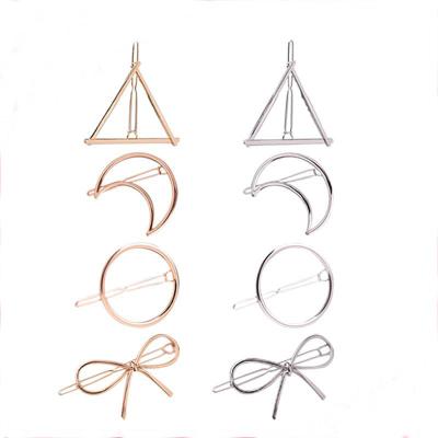 China Fashionable Most Popular Geometric Metal Hair Clips Gold Rose Gold Plated Alloy Hair Clip Hair Accessories for sale