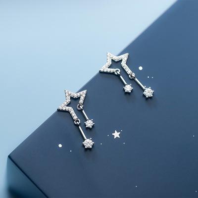 China Lead Free Fashion Women Party Good Jewelry Bohemian Accessories Minimalist Pave CZ Zircon Star Stud Earrings for sale