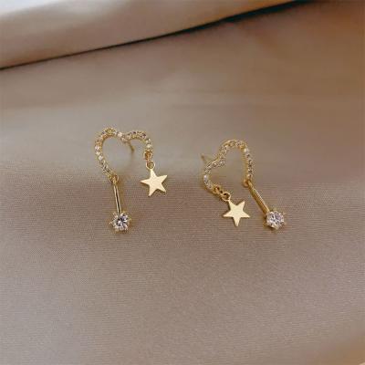 China Heart Shaped Simple Personality Star Zircon Wild Stud Earrings Lead Free Stud Earrings For Women Jewelry Gift for sale