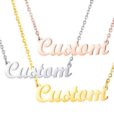 China Custom Personaiizad Name 14K 18K Gold Plated Customized Stainless Steel Nameplate Name Necklace Pendant Jewelry for sale