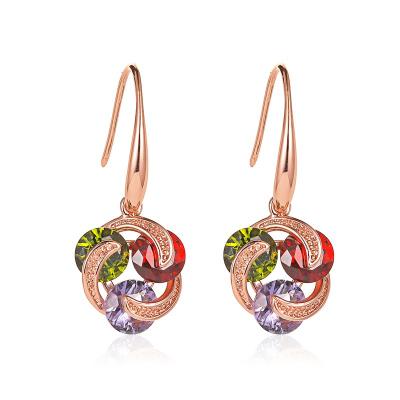 China Fashionable Hot Selling Multicolor Jewelry Fashion Charm Earrings Crystal Rhinestone Hook Knot Earrings for sale