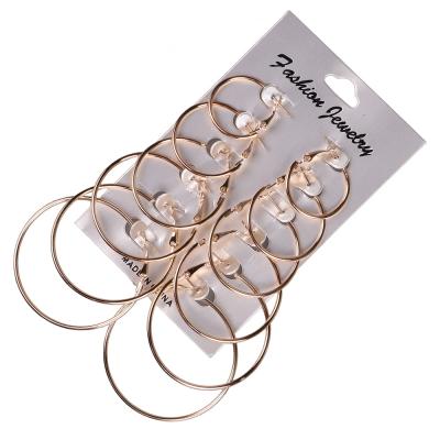 China Factory Direct Top Selling 6pairs Trendy Minimalist Circle Hoop Earrings Set Jewelry Set For Girls Women for sale