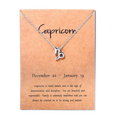 China Fashionable Hot Selling Zodiac Symbol Silver Plated Necklace With Card Girls Gifts For Girls Women Unisex Jewelry for sale