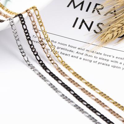 China Low Moq DIY Custom 316L Stainless Steel Necklace Figaro Chain For Jewelry Making for sale