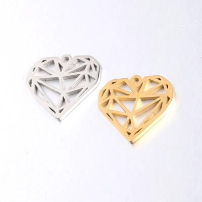 China Custom DIY DIY Mirror Polished Stainless Steel Hollow Heart Pendant Charms For Jewelry Making for sale