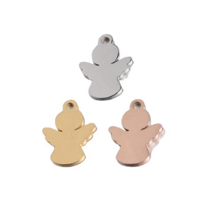 China Custom DIY Logo Minimalist Little Angle Stainless Steel Charms for Jewelry Making for sale