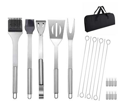 China 20Pcs Stainless Steel BBQ Grill Accessories Tool Kit BBQ Grill Utensil Accessories Easily Cleaned Camping Outdoor Kitchen Cooking Tools for sale