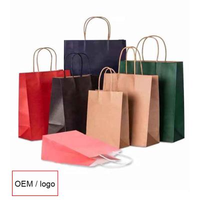 China Factory Price Recyclable OEM Logo Printing Brown Kraft Paper Bag High Quality for sale