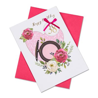 China Recyclable greeting cards with ages 18 birthday 20 30 38 wishing card its folded size: 12.7*17.8cm; Flat size: 25.4*17.8cm or customized size for sale