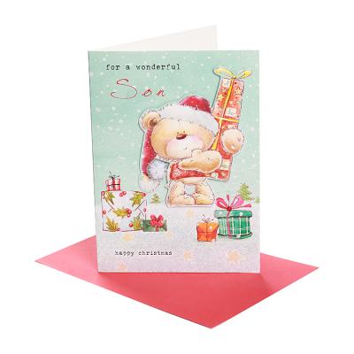 China 300gsm One Side Coated Paper OEM Set Pop Up Christmas Greeting Card Fitness Christmas Card for sale