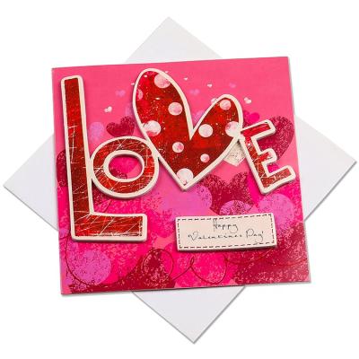 China 300gsm One Side Coated Panel Happy Valentine Greeting Card With Big Love for sale