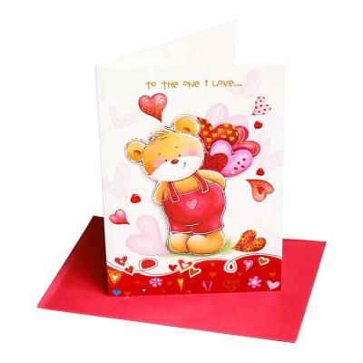 China 300gsm coated large paper wholesale custom loving flowers in special time valentine card for sale