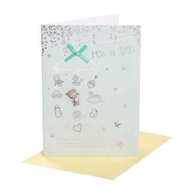 China 300gsm Panel Custom Cute Uncoated Personals Baby Boy Handmade Greeting Card for sale