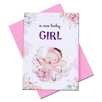 China 300gsm Paper Uncoated Fancy Gold Foil Bulk Baby Card Bulk Baby Card Custom Handwring Greeting Cards for sale