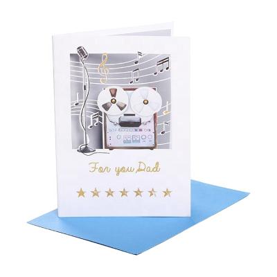 China 300gsm uncoated panel laser cut with a music player nice design happy father's day greeting card for sale