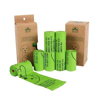 China Sustainable Compostable Vegetable Based Dog Poop Bag 100% Cornstarch Dog Poop Bags Unscented Poop Bags Refill Rolls for sale