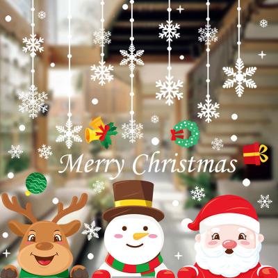 China PVC Christmas Window Cling Stickers for Glass Reusable Electrostatic Window Cling, Snowflake Santa Claus Reindeer Decals for Window for sale