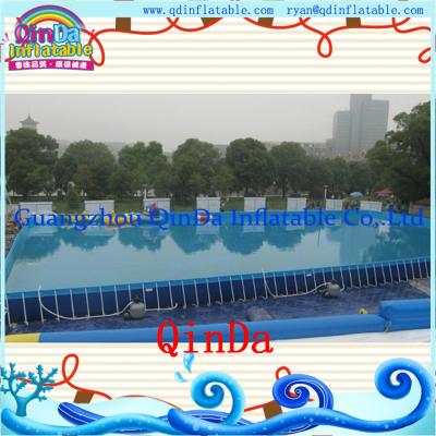 China Summer swimming rectangular PVC outdoor above ground metal frame pools for sale