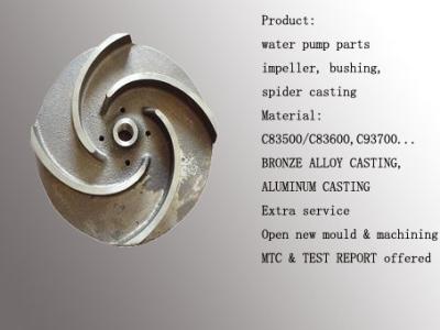 China Bronze Alloy Casting Impeller , ductile iron casting submersible pump impeller for sale