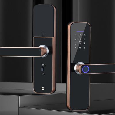 China Open Simple Hidden Metal Door Fingerprint Handle Smart Lock Easily With Wechat APP Unlock for sale