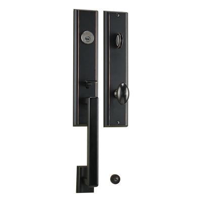 China Heavy Duty Metal Tubular Metal Door Black Color Thumb Handle Wooden Door And Door Lock For Entrance Door for sale