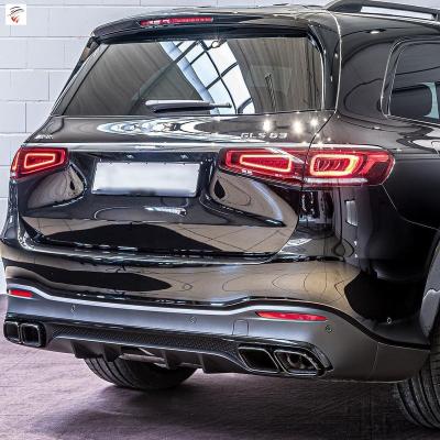 China New arrived 2019-2020 pp car bumper for Mercedes Benz GLS X166 upgrade to GLS63 AMG rear diffuser exhaust with tips car parts for sale