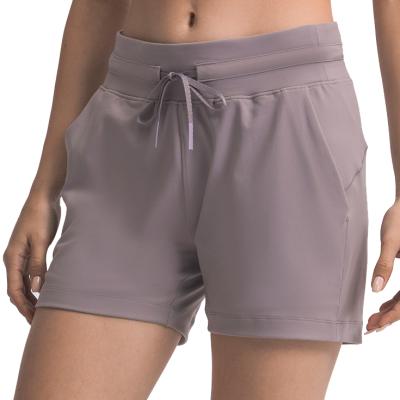 China Breathable Women Loose Fit Drawstring Sport Gym Shorts Soft Quick Dry Active Wear Shorts With Pocket for sale