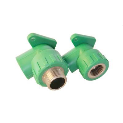 China PP-R pipe male threaded elbow irrigation compression fittings cross all size DINstandard 8077/8078 for hot and cold supply round for sale