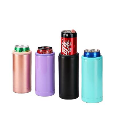 China Keep Cold 12oz Customized Paint Design Keep Cold Double Wall Thin Vacuum Can Rack for sale