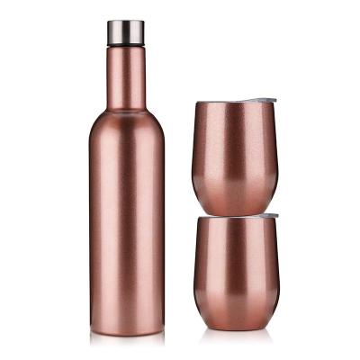 China Double Wall Vacuum Stainless Steel 25oz Wine Bottle And Viable Gift Insulated 12oz Wine Set Tumbler For Drinks for sale