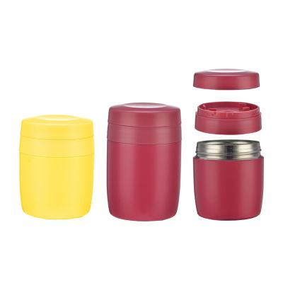 China 380ml Stainless Steel Vacuum Insulated Soup Thermos Double Layered Sustainable Food Jar With Folding Spoon for sale