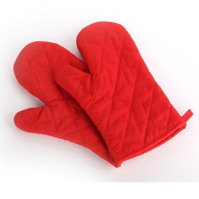 China Double Cotton Kitchen Oven Mitt Pure Cotton Microwave Cooking Heat Resistant Long Gloves for sale