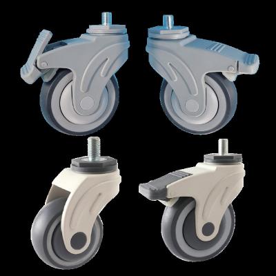 China swivel & 3 Inch Rigid Medical Cart Furniture Mute Raised Nylon Caster Wheels For Material Handling for sale