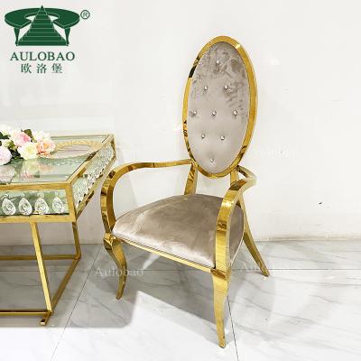 China Modern Stainless Steel Frame Gold Armrest Luxury Throne Wedding Chairs For Living Room for sale