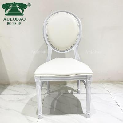 China Modern Stackable White Leather Seat Louis xv Style Dining Chair for sale