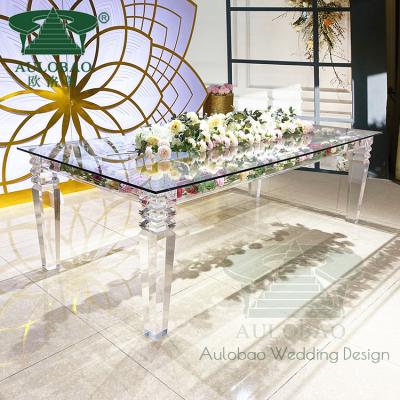 China Modern Design Adjustable Clear Acrylic Material Rectangle (Other) Wedding Party Hotel Table for sale