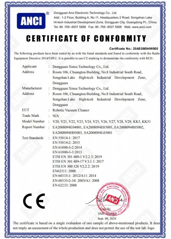 CE - Dongguan Xinsu Technology Co., Ltd.