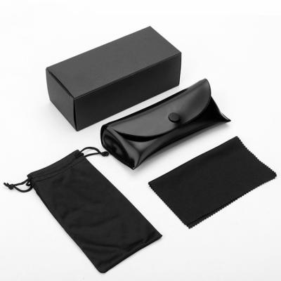 China Eco-Friendly Custom Black Box Eye Mark Sun Glass Show Case Hard Handmade Optical Packaging HJ Logo Pu Leather Box Packing for sale