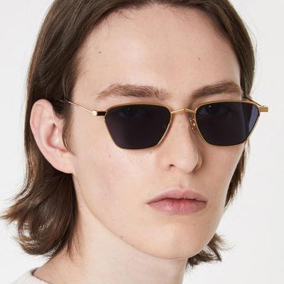 China New Fashion Sun Glasses Classic Gold Luxury Retro Men Sun Glasses Metal Polygon Sunglasses For Small Heads for sale