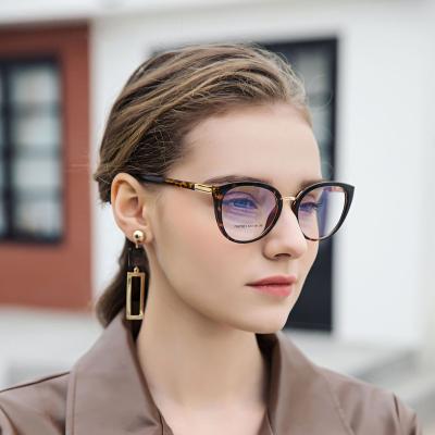 China Cat Eye Blue Light Blocking CP Oval Glass Optical Frames Metal Reading Glasses Spectacle Glasses Men Retro Optical Frames for sale