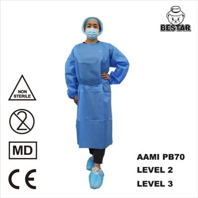 China Nivel disponible estéril 3 del vestido EU2017/745 AAMI PB70 del aislamiento del hospital de SMS en venta