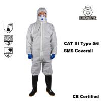 China CE Certified Disposable Cat III Type 5/6 SMS Coverall for Construction for sale