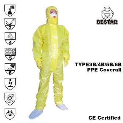 China Gele Beschikbare Chemische Overtrekken Biologische Overall TYPE3B/4B/5B/6B Te koop