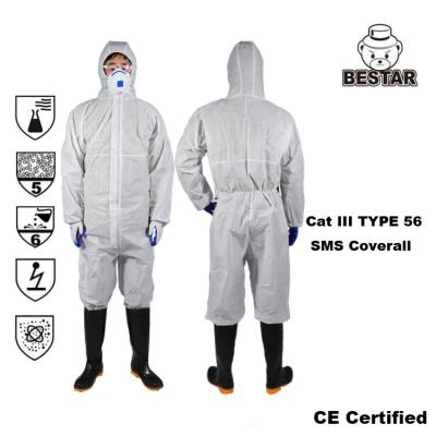 Китай Coveralls художников шва ленты тип 5/6 SMS кота III защитного костюма устранимых устранимый продается