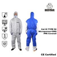 China CAT III TYPE 5/6 Microporous Film + SMS Coverall For Paint spraying for sale