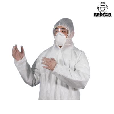 China Trajes protectores disponibles blancos del trabajo de la bata de los SPP PE para la transformación de los alimentos en venta