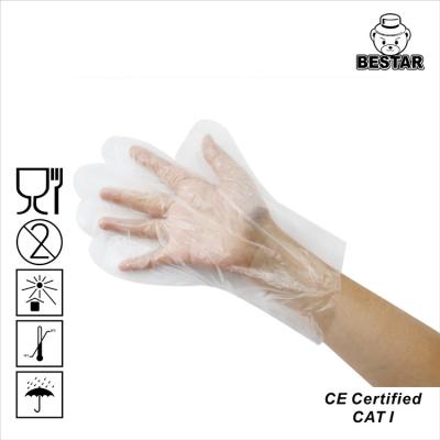 China Guantes disponibles plásticos 11micron de la mano del polietileno impermeable del HDPE en venta